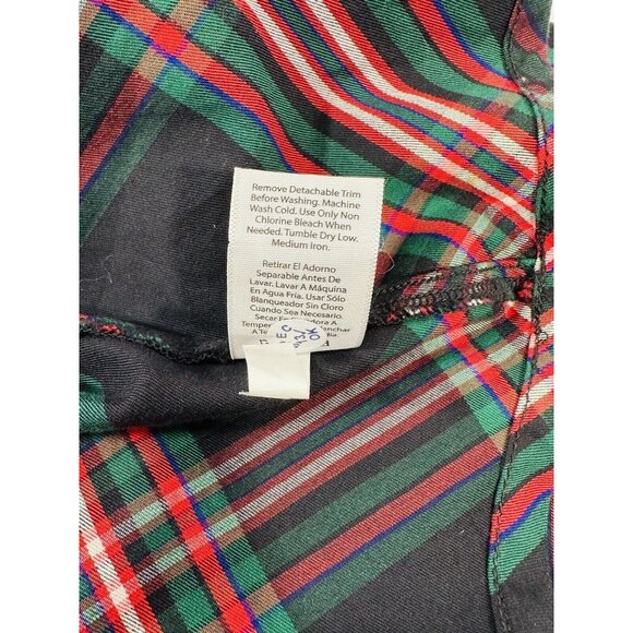 Free Assembly Plaid Skirt Womens Size 2 Side Zip A Line Belted Blue Green Red - Picture 11 of 11